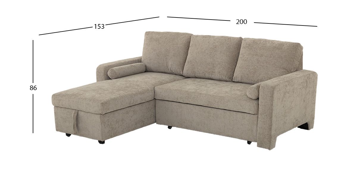 Sala Modular Izquierda Con Baúl Y Cama Alta Maia Beige 