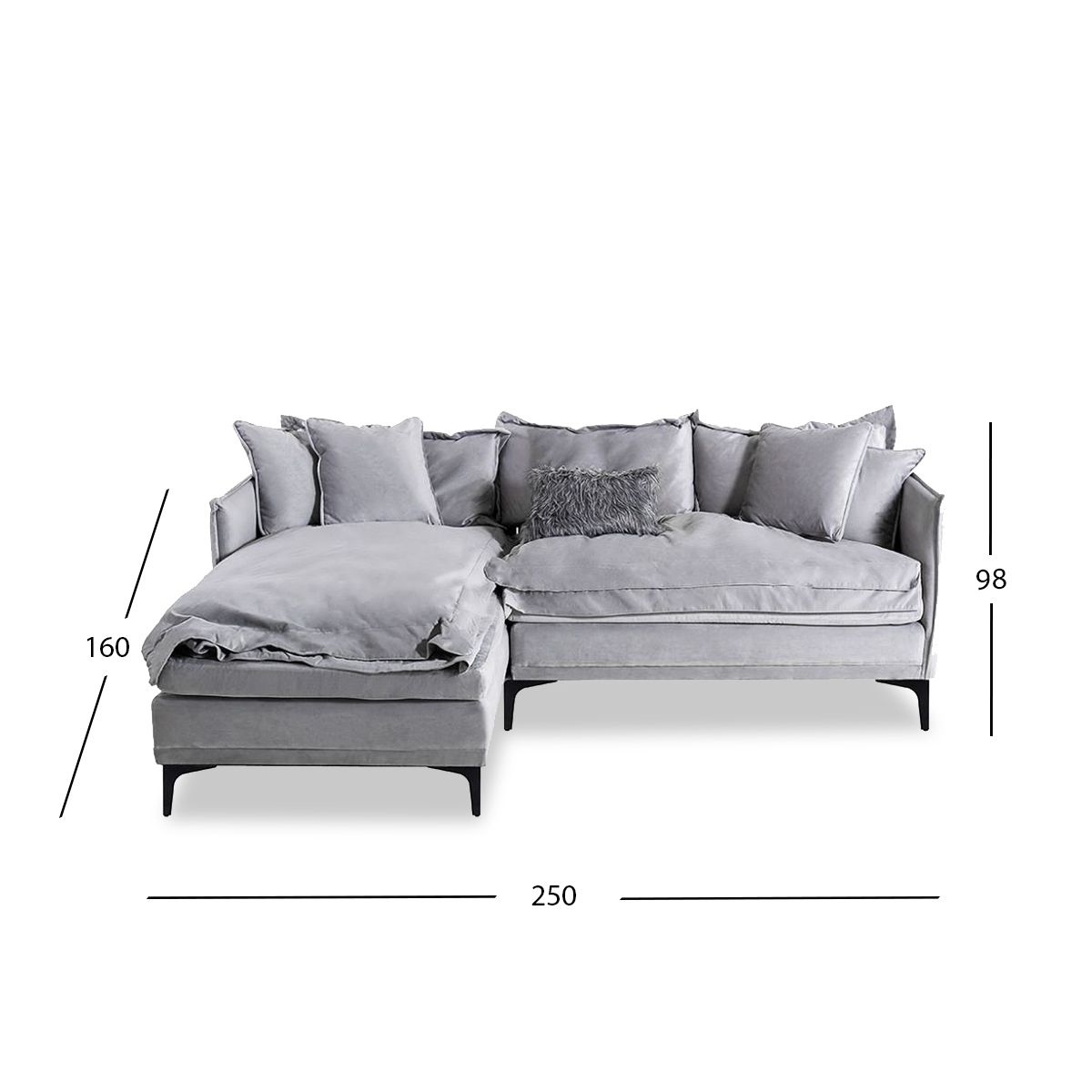 Sala Modular Izquierda Terciopelo Siriana Gris