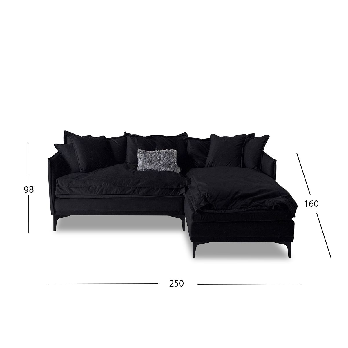 Sala Modular Derecha Siriana Velvet Negro