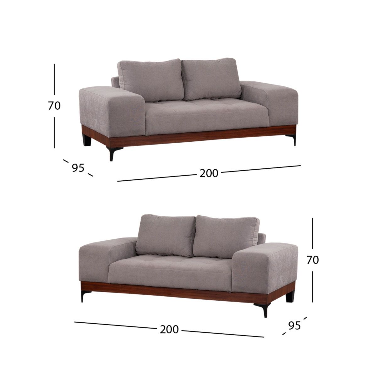 Sala Maya Gris 2 Piezas  