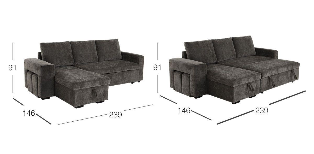 Sala Modular Con Baúl Y Cama Alta Nap Gris