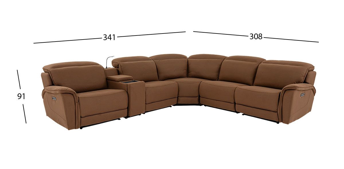 Sala Modular Con Reclinables Eléctricos Y Consola Sante Fe Café