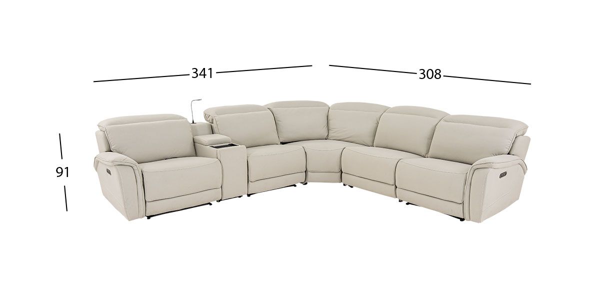 Sala Modular Con Reclinables Eléctricos Y Consola Sante Fe Gris 