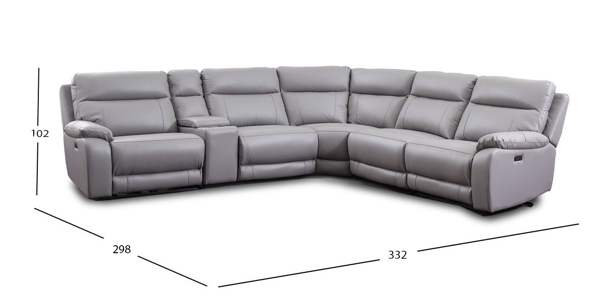 Sala Modular Reclinable Piel Ravik Gris 