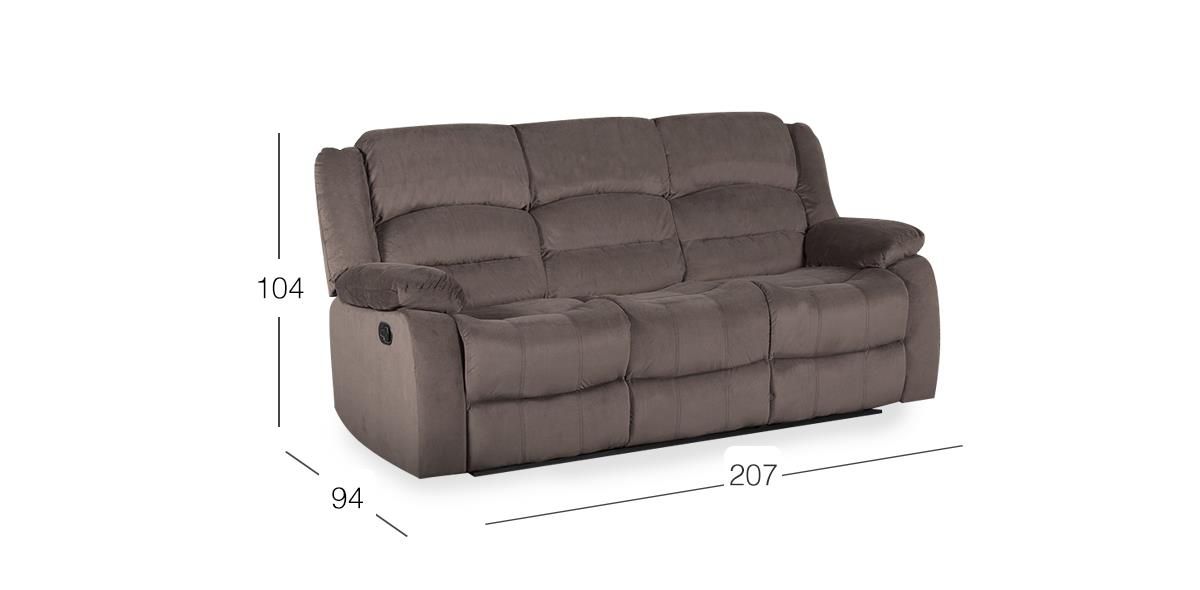 Sofá 3 Plazas Reclinable Memphis Velvet Chocolate