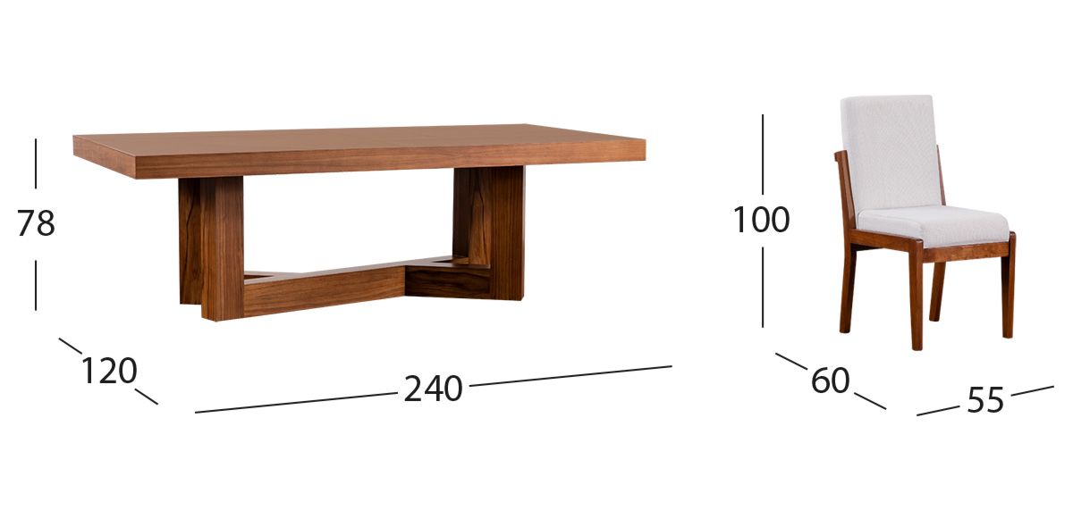 Comedor Rectangular Creta Con Sillas Blanco Winter 240 Cms