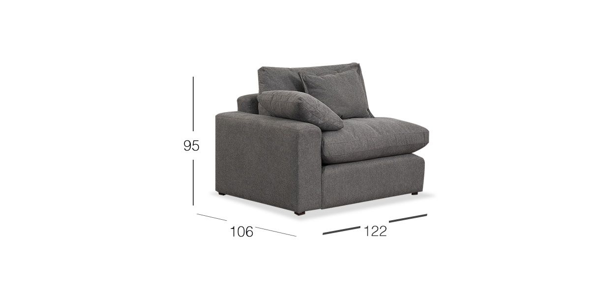 Sillón Con Brazo Izquierdo Romelly Gris