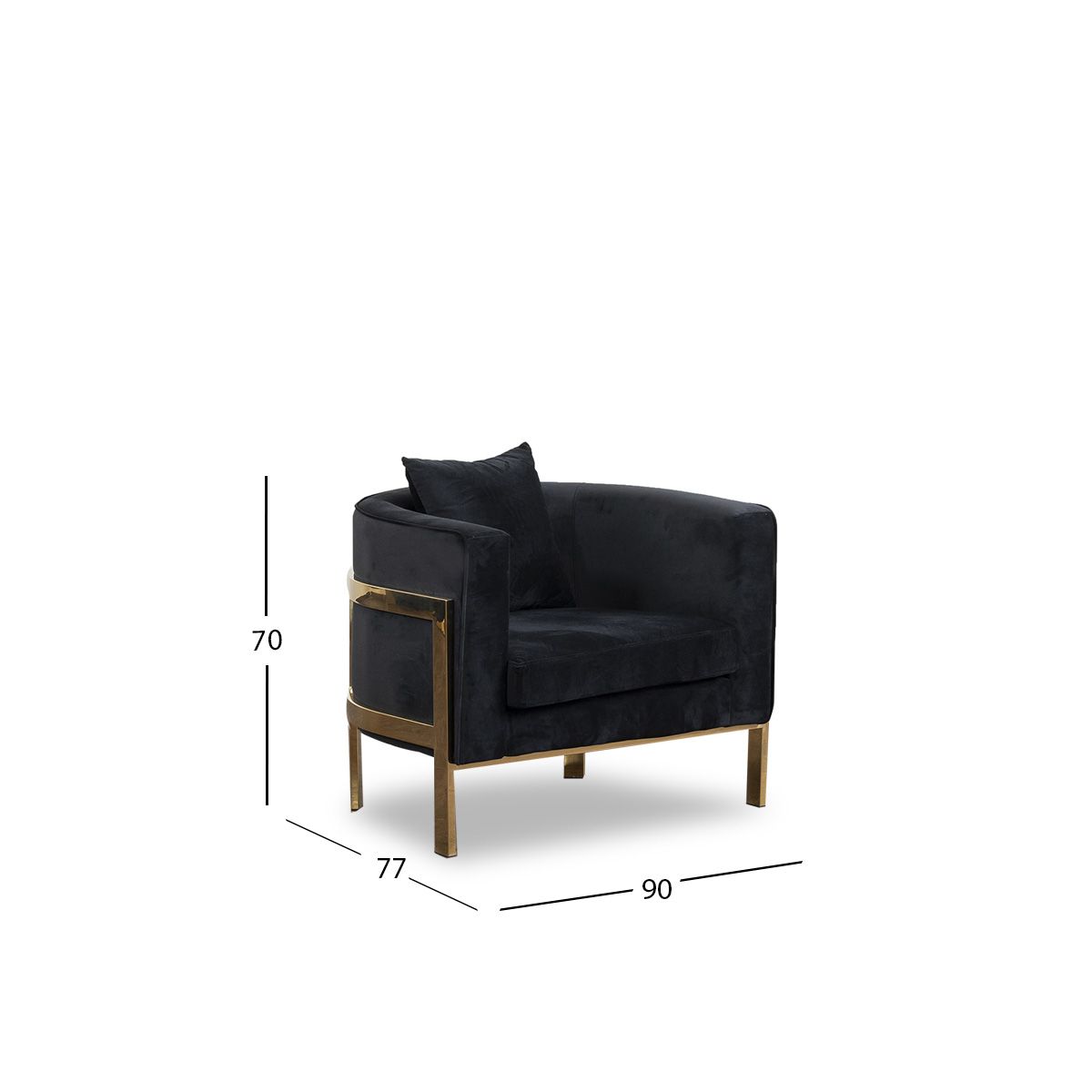 Sillón Ocasional Terciopelo Royal Gold Moon Negro  