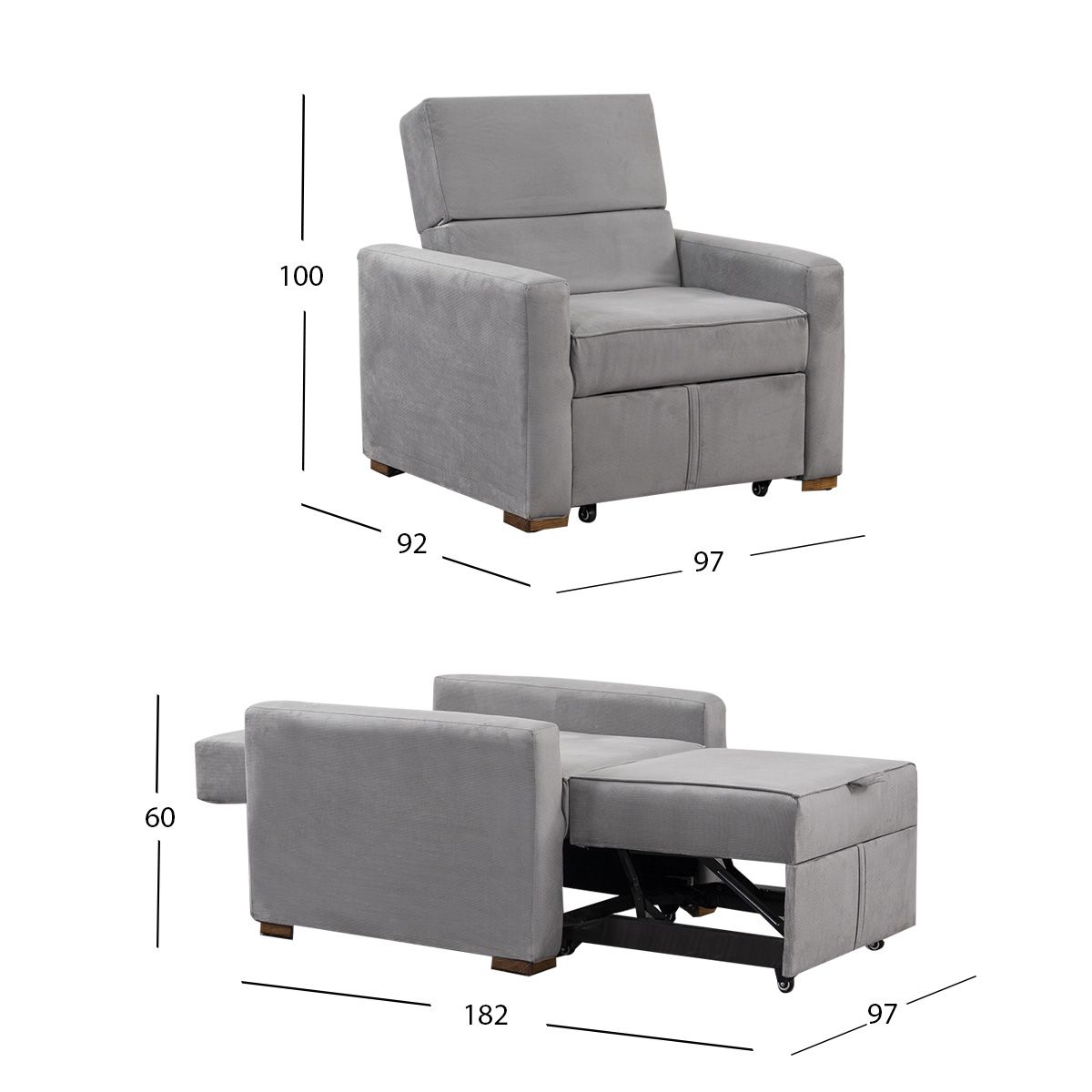 Sillón Con Reclinable Fontana Gris