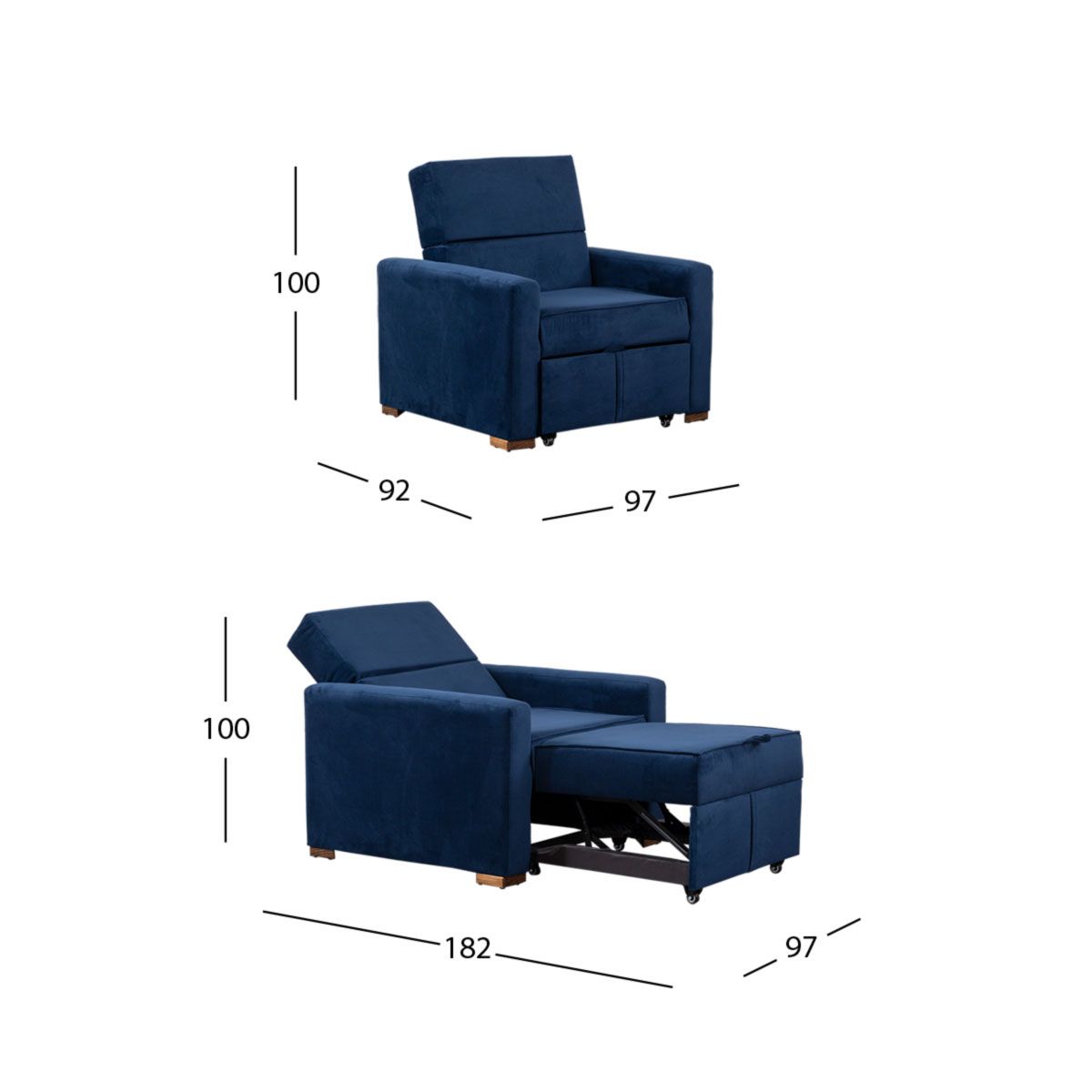 Sillón Con Reclinable Fontana Azul