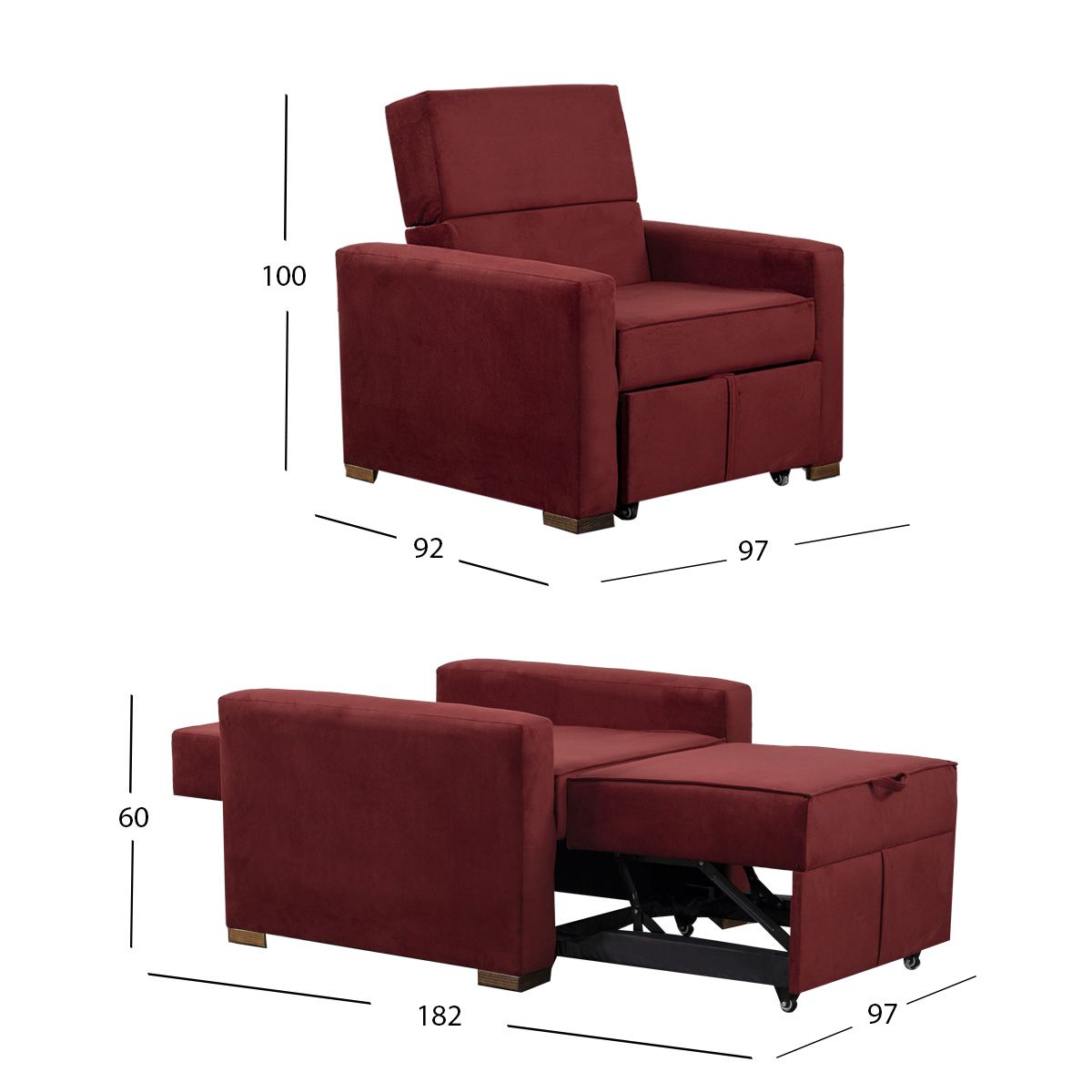 Sillón Con Reclinable Fontana Rojo