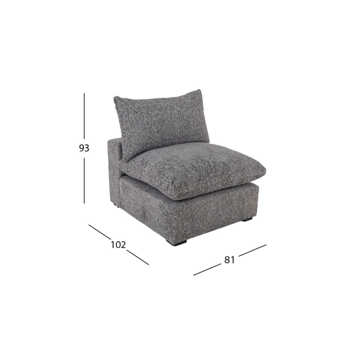 Sillón Sin Brazos Luccini Gris Charcoal