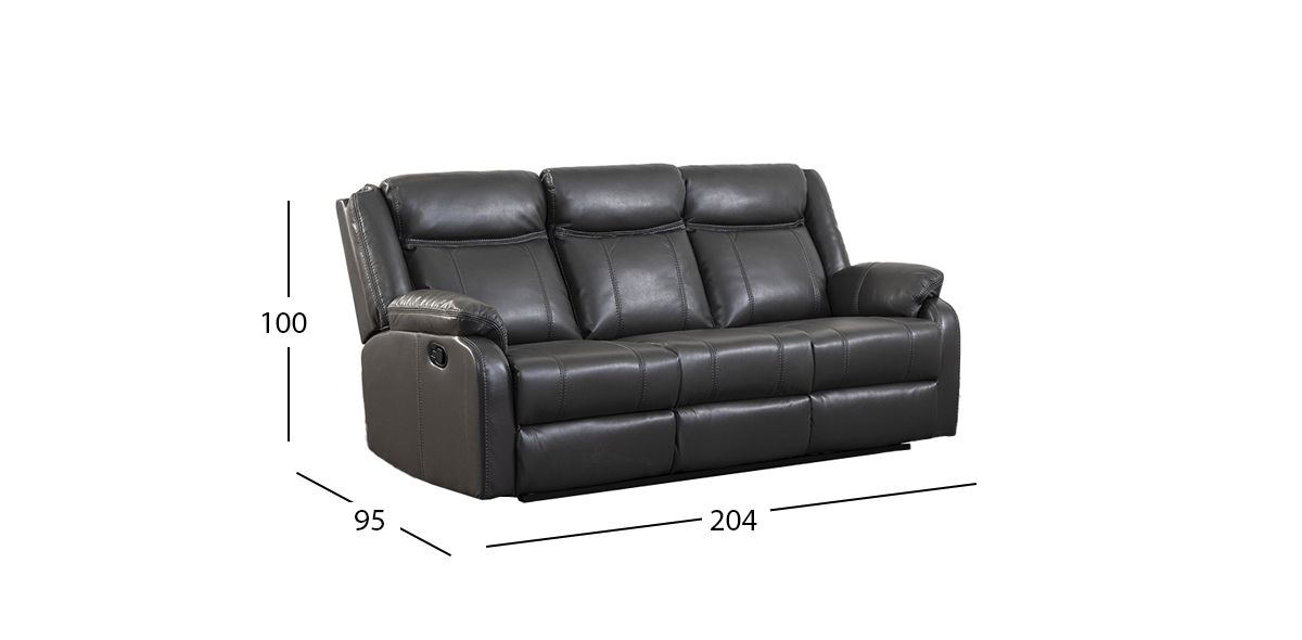 Sofá 3 Plazas Reclinable Wagner Gris