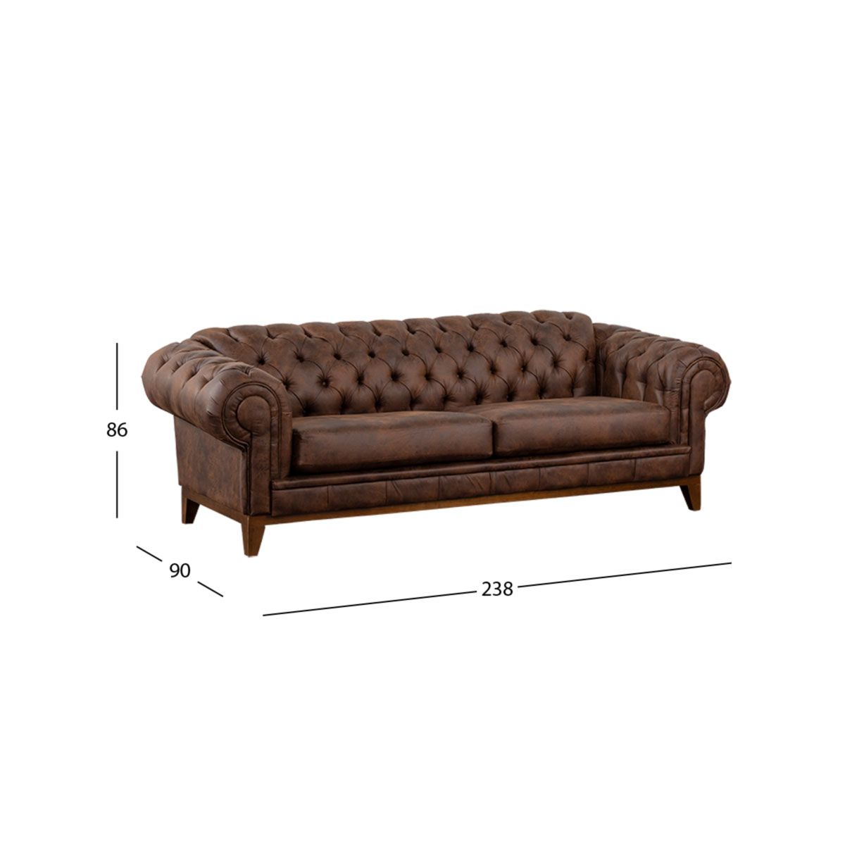 Sofá 3 Plazas Bonded Leather Begonia Café