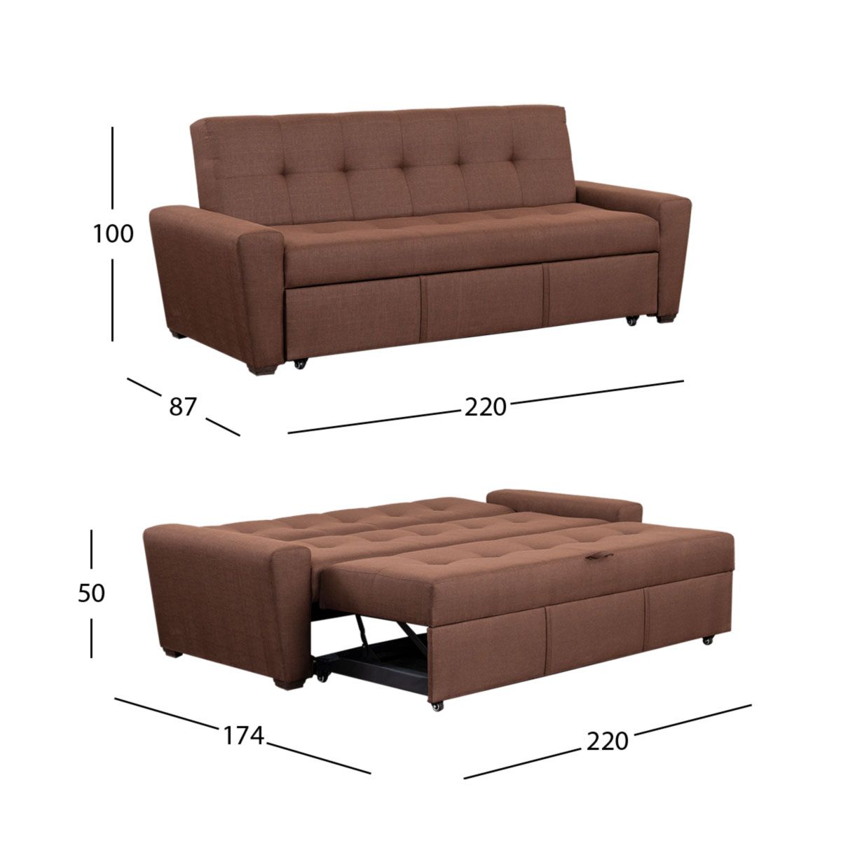 Sofá Cama Con Cama Alta Irlanda V New Moka