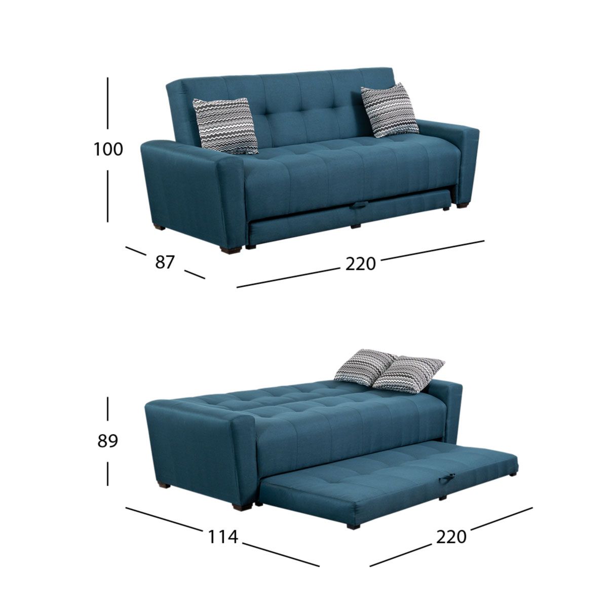 Sofá Cama Con Cama Baja Irlanda New Azul