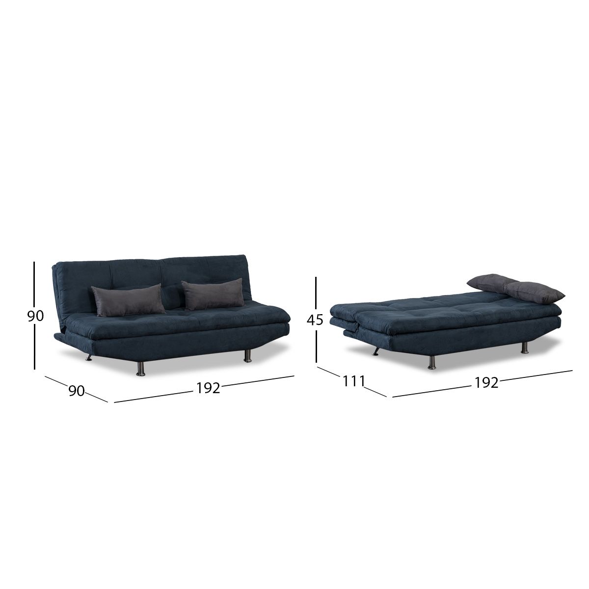Sofá Cama Mariana New Azul Suede