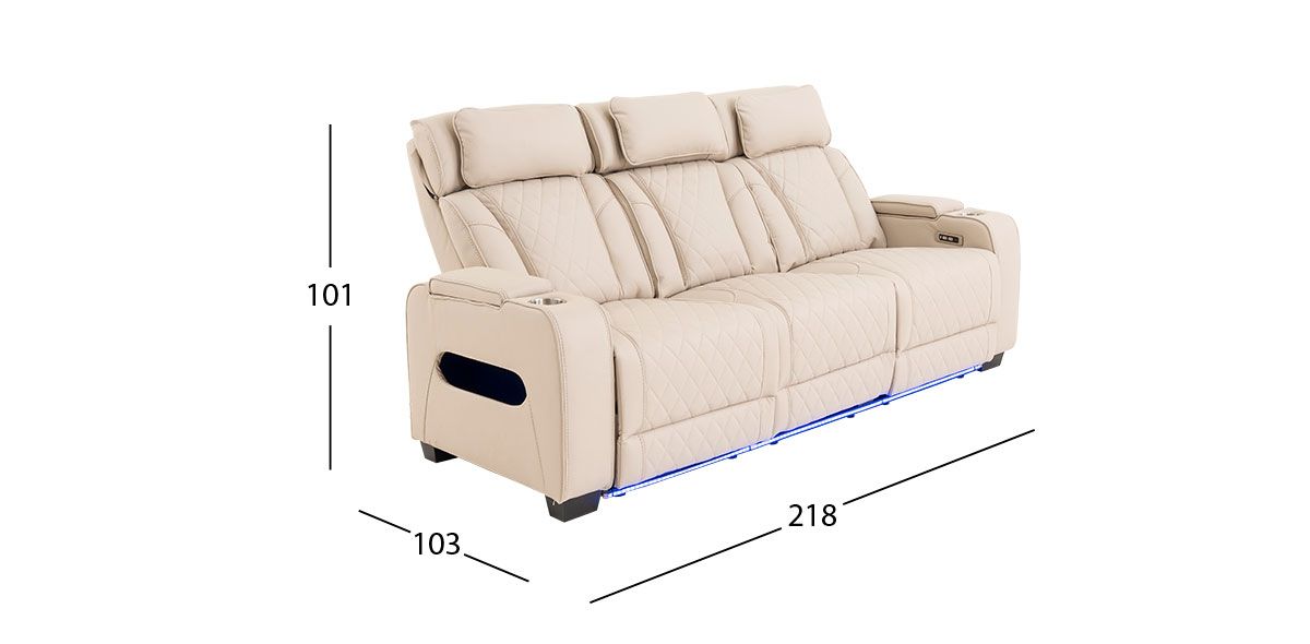 Sofá 3 Plazas Con Reclinables Eléctricos Jetour Beige