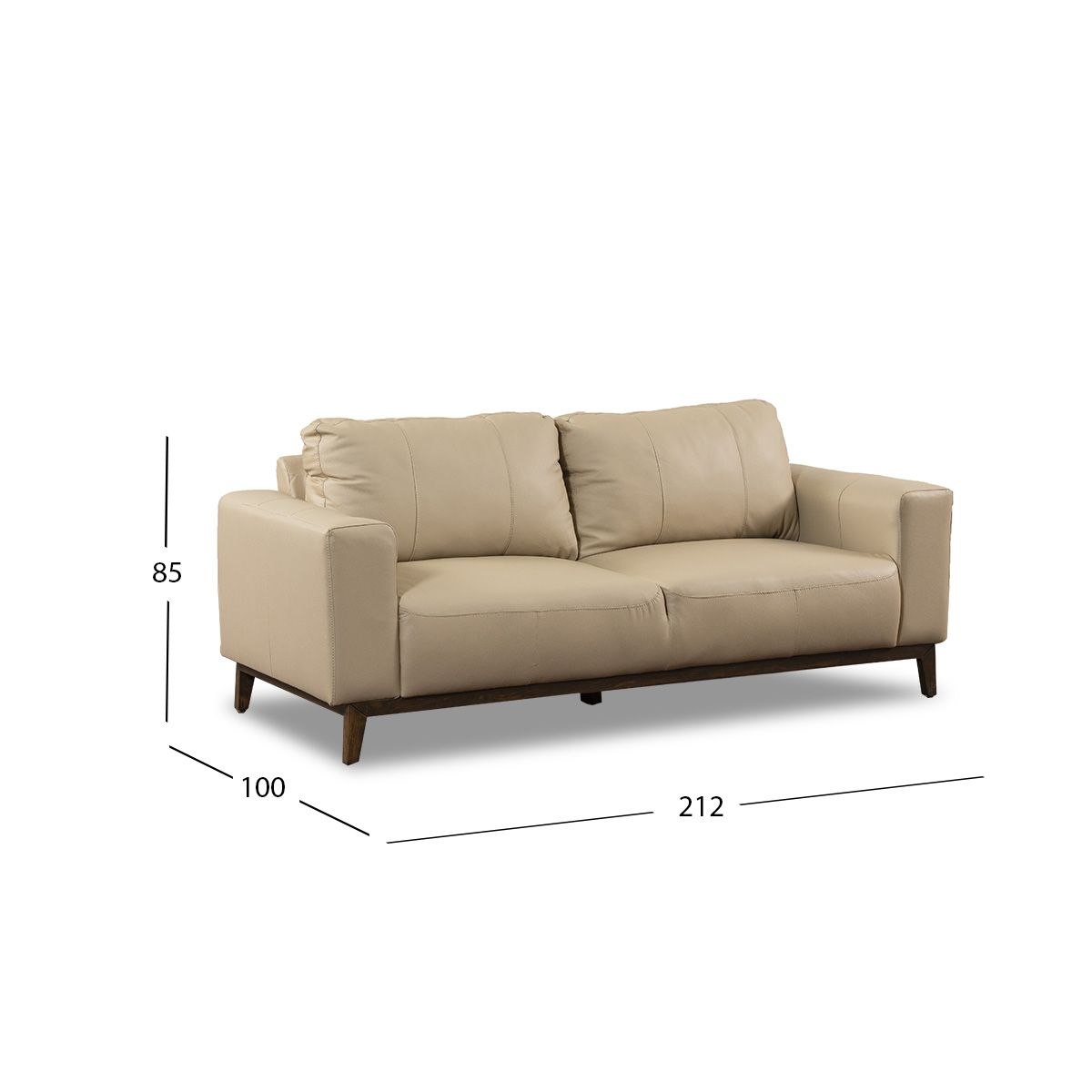 Sofá 3 Plazas Piel Littio Beige