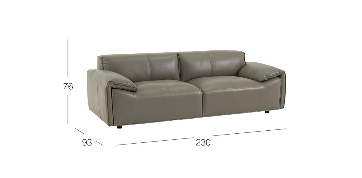 Sofá 3 Plazas Piel Meyer Gris