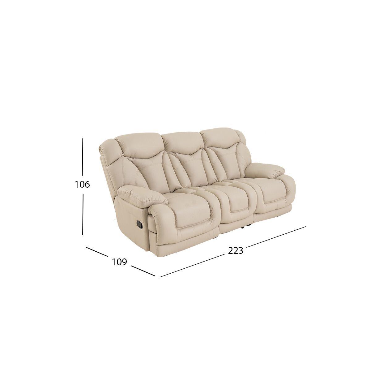 Sofá 3 Plazas Reclinable Lake Beige
