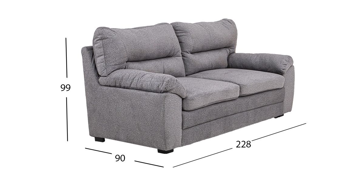 Sofá 3 Plazas Balam Gris Acero