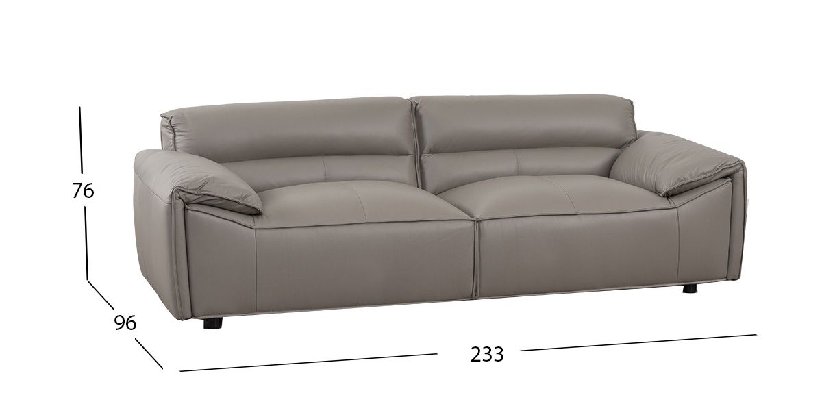 Sofá 3 Plazas Piel Wickens Gris Oscuro