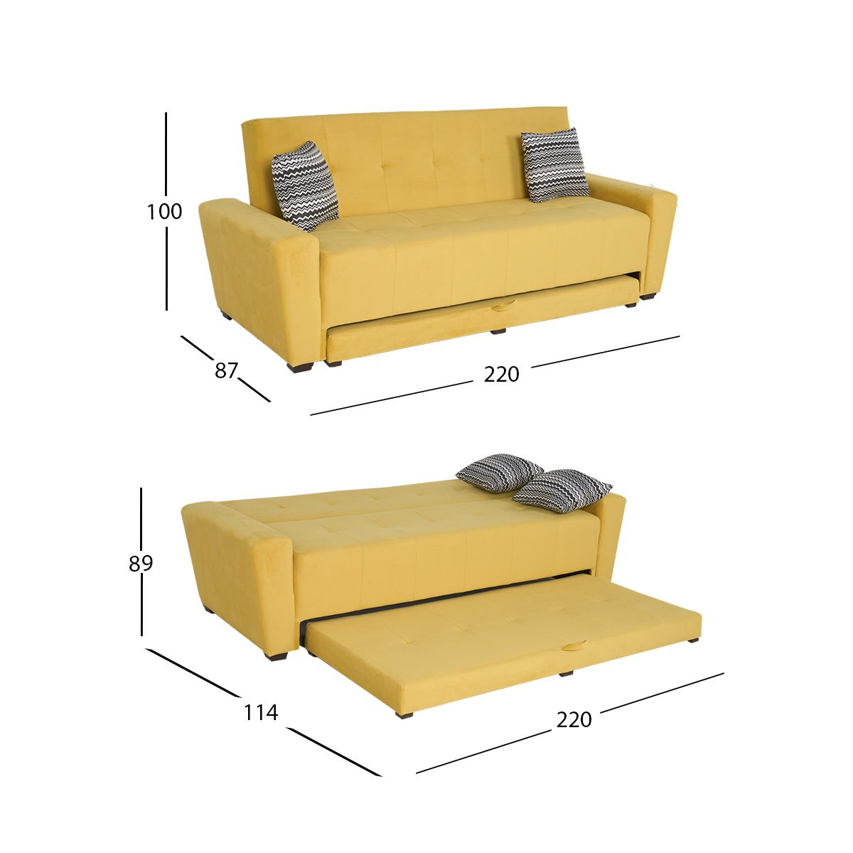Sofá Cama Con Cama Baja Irlanda New Amarillo