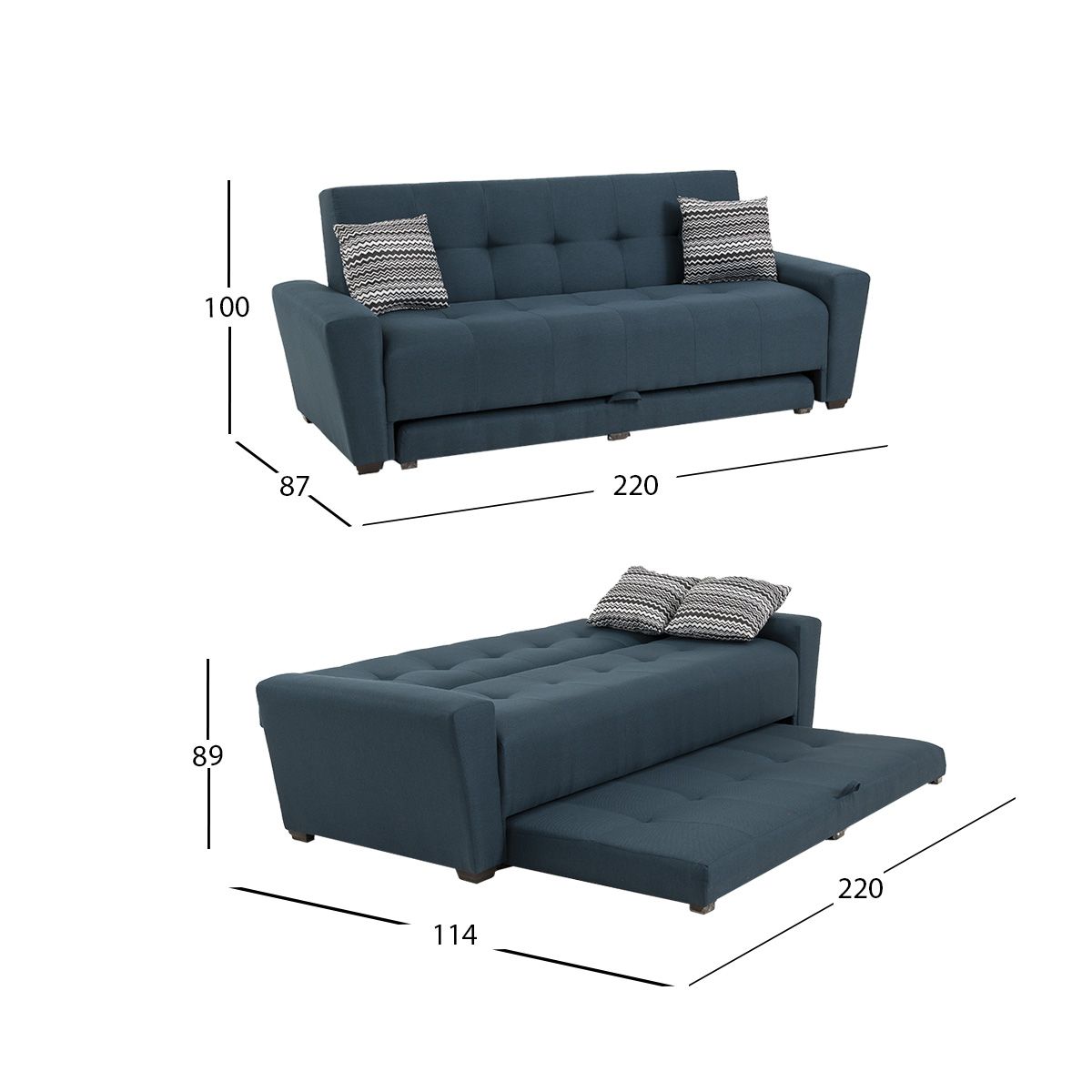 Sofá Cama Con Cama Baja Irlanda New Azul