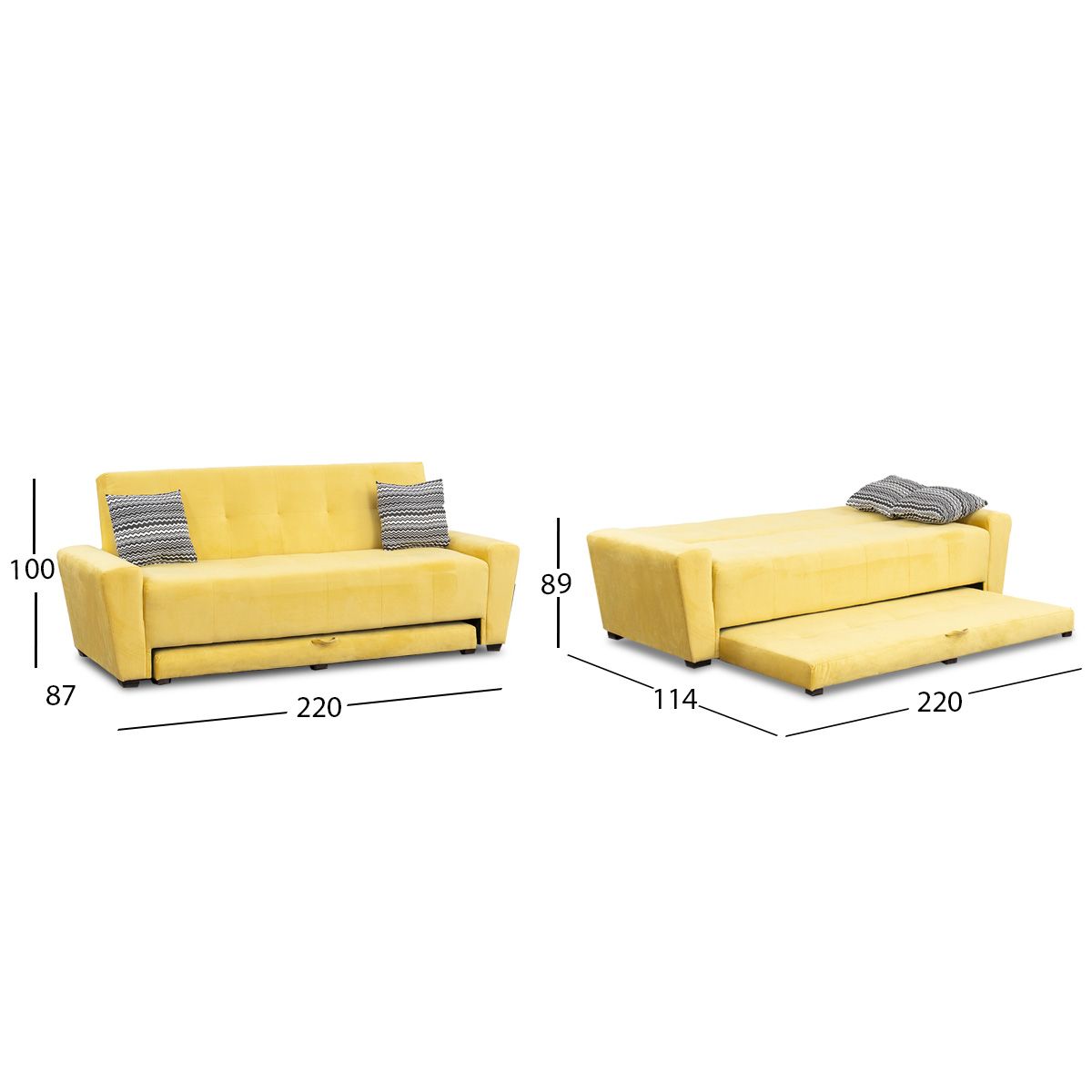 Sofá Cama Con Cama Baja Irlanda New Amarillo