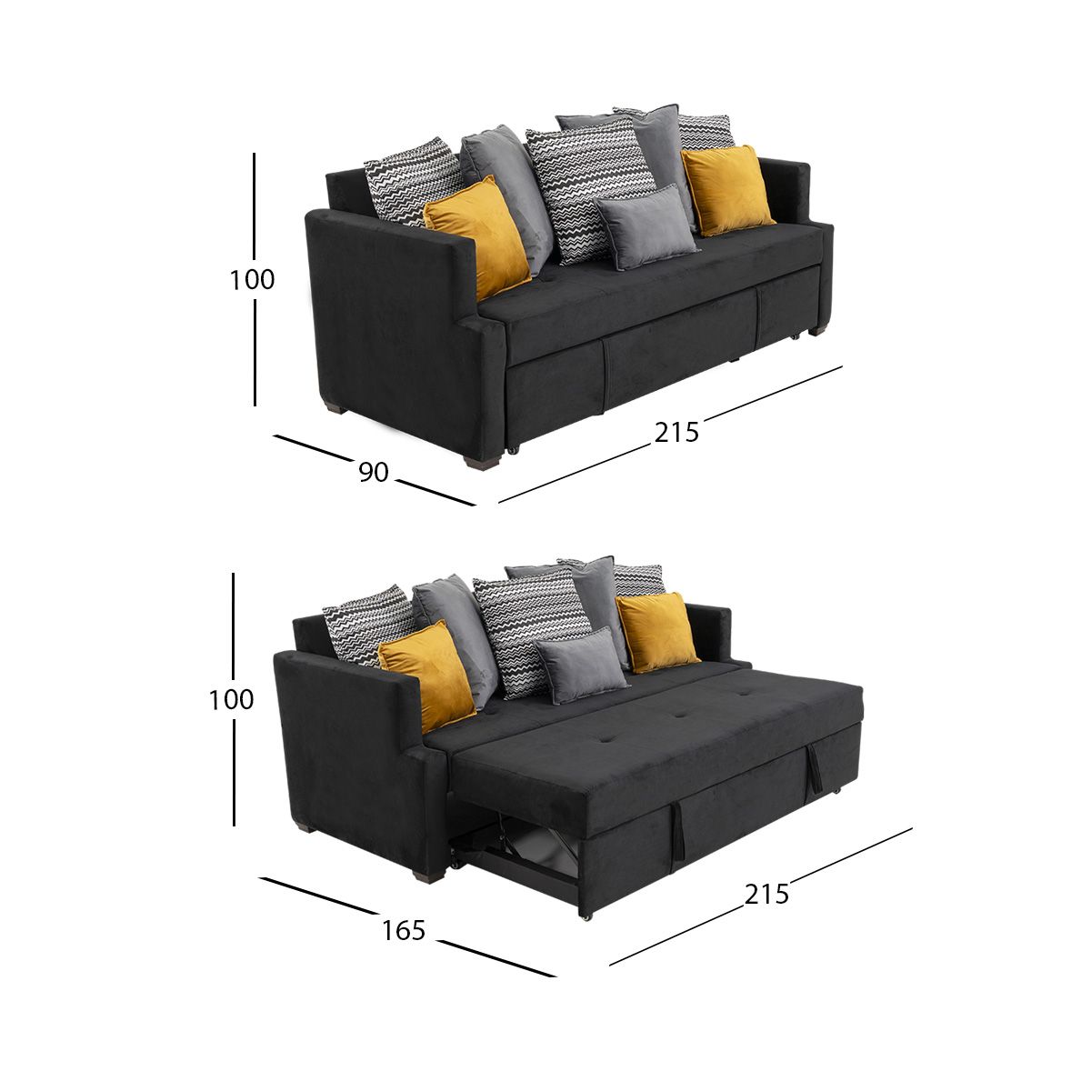 Sofá Cama Valencia Negro