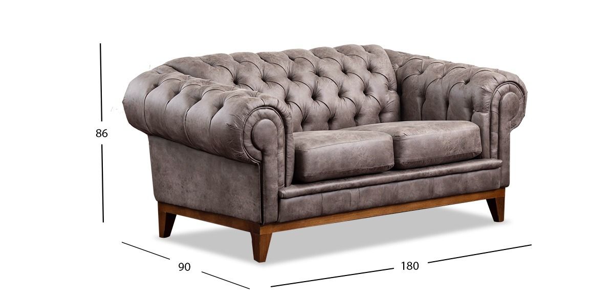 Sofá 2 Plazas Bonded Leather Begonia Gris