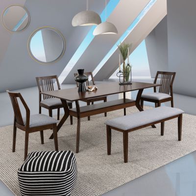 Comedor Rectangular Nahia Gris 6 Piezas 