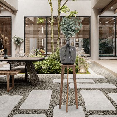 Arreglo Cristal Eucalipto Verde Grande