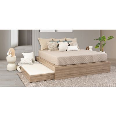 Base De Cama King Size Con Cama Baja Individual Lauren Café