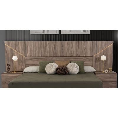 Cabecera Con Luz King Size Eslovenia Café Nogal
