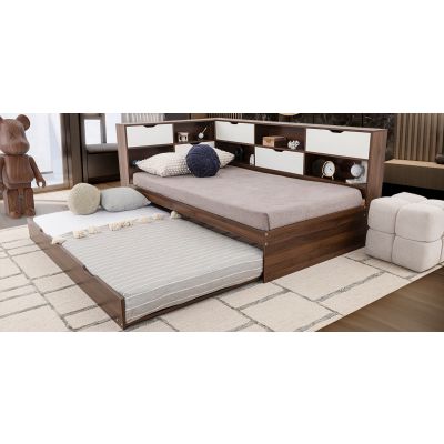 Cama Individual Con Cama Baja Individual Tian Café Nogal