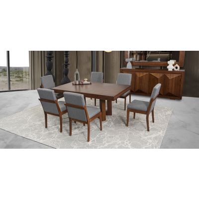 Comedor Rectangular 180 Cm Creta Gris Charcoal 7 Piezas