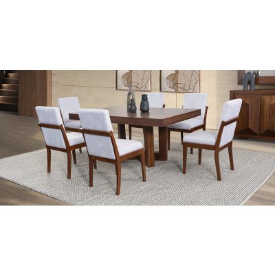 Comedor Rectangular 180 Cm Creta Blanco Winter 7 Piezas