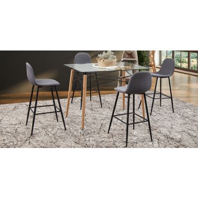 Comedor Bar Rectangular Atlas Con Bancos Arlo Gris 5 Piezas