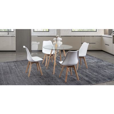 Comedor Redondo Atlas Con Sillas Arthus Blanco 5 Piezas