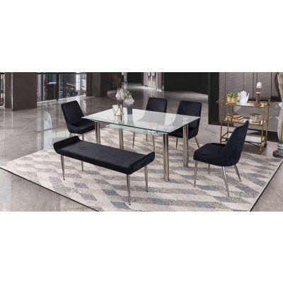 Comedor Rectangular Enkel II Negro 6 Piezas