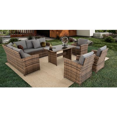 Set De Jardín Rattan Terra Gris