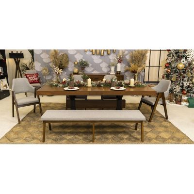 Comedor Estocolmo Con Sillas Y Banca Cream 6 Piezas