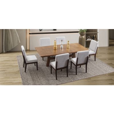 Comedor Rectangular 220 Cm Kansas Gris 7 Piezas