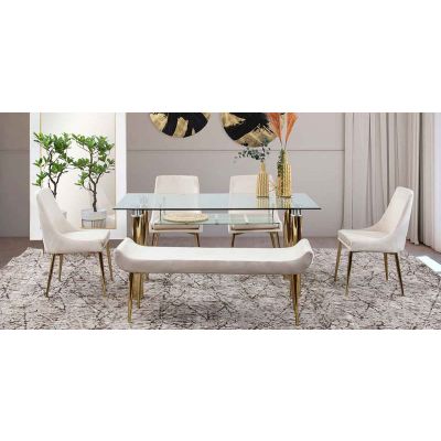 Comedor Rectangular Dunkel Royal Gold Beige 6 Piezas