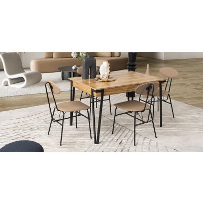 Comedor Rectangular Wally PL Beige 5 Piezas