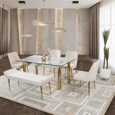Comedor Rectangular Dunkel Royal Gold Beige 6 Piezas