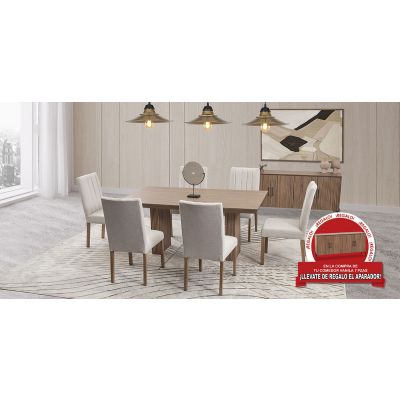 Comedor Rectangular Vanila Beige 7 Piezas