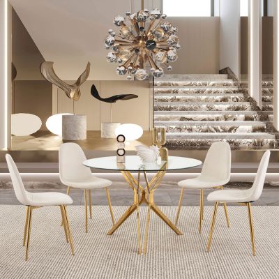 Comedor Redondo Trivor Dorado 5 Piezas